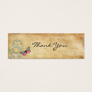 Papillon rose vintage Merci note