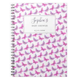 Papillon rose violet Aquarelle Livre d'or