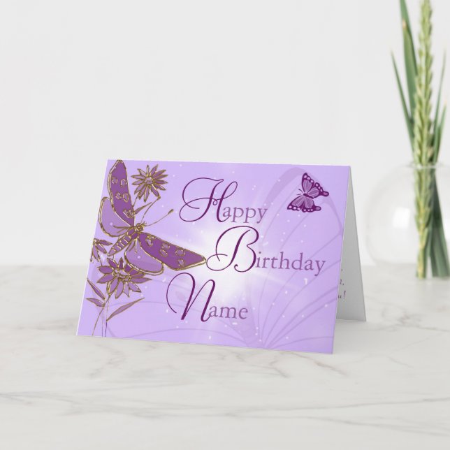 Papillon rose violet Carte d'anniversaire (Devant)