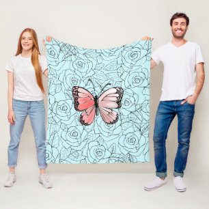 Papillon Roses de couverture en polaire - Vos coul