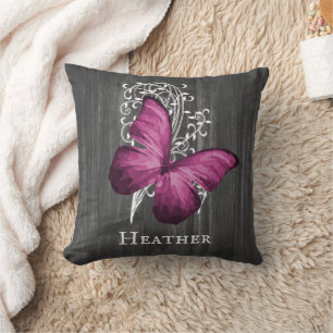 Papillon rustique Magenta oreiller à lancer person
