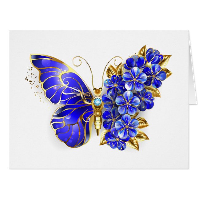 Papillon saphir à fleurs (Devant horizontal)