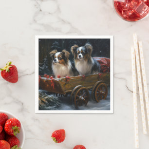 Papillon Schneeschlitten Weihnachtsdekoration  Serviette