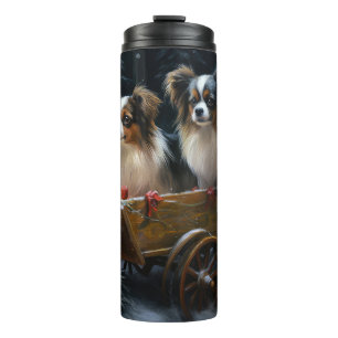 Papillon Schneeschlitten Weihnachtsdekoration  Thermosbecher