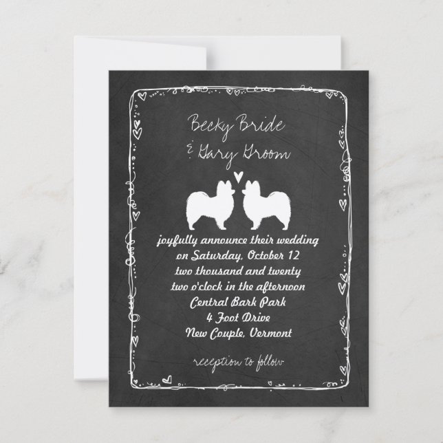 Papillon Silhouetten Hochzeitsankündigung Einladung (Vorderseite)