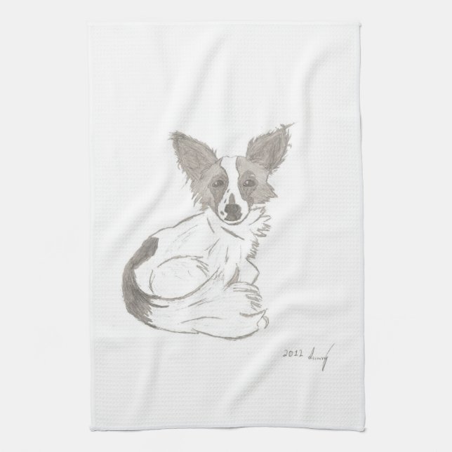 Papillon Sketch Kitchtuch Handtuch (Vertikal)