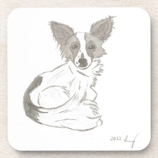 Papillon Sketch Untersetzer - Set von 6 Jahren (Vorderseite)