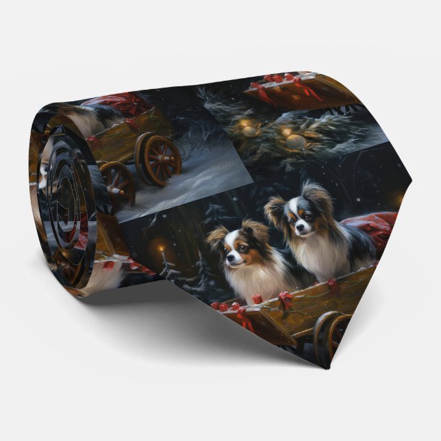 Papillon Snowy Sleigh Weihnachtsdekor Krawatte (Gerollt)