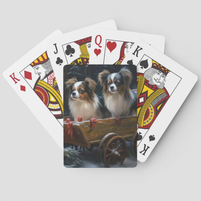 Papillon Snowy Sleigh Weihnachtsdekor Spielkarten (Rückseite)