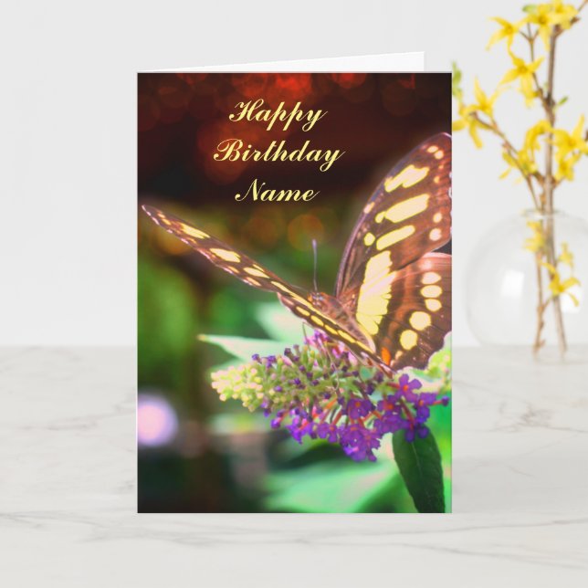 Papillon sur Fleur Carte d'anniversaire personnali (Fleur jaune)