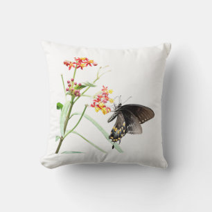 Papillon sur les fleurs d'algues, oreiller à lance