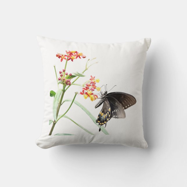 Papillon sur les fleurs d'algues, oreiller à lance (Recto)