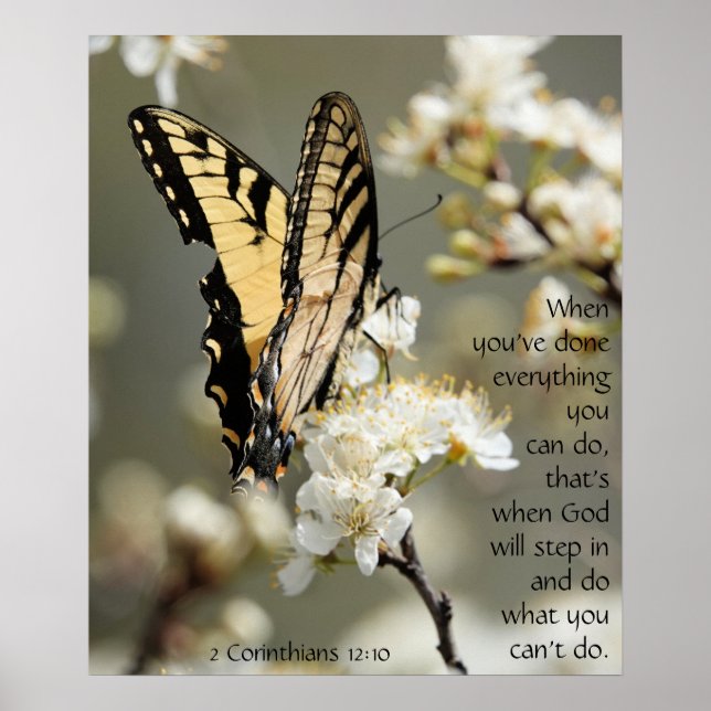 Papillon sur les fleurs, Écriture Verse Poster (Devant)