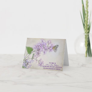 Papillon sur Lilacs Carte de remerciements de symp