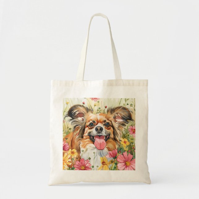 Papillon-Tasche – Wasserfarben-Kunst Tragetasche (Vorne)