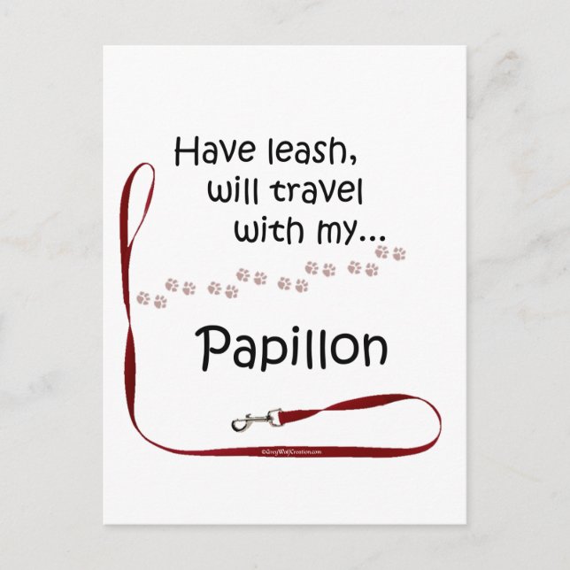 Papillon Travel Leash Postkarte (Vorderseite)