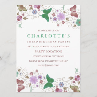 Papillon vert | Invitation d'anniversaire
