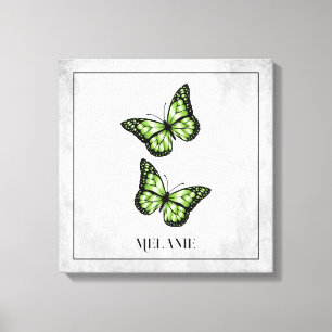 Papillon vert toile florale Imprimer