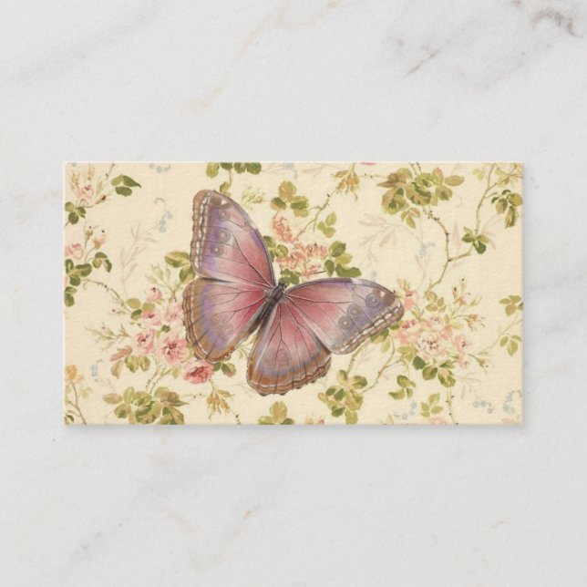 Papillon & Vines Shabby Chic Cartes d'appel (Devant)