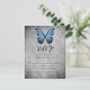Papillon Vintage bleu Mariage damassé RSVP