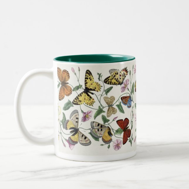 Papillon vintage et papillon moth Mug de café géan (Gauche)