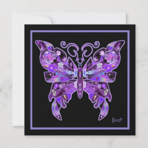 Papillon violet 31 Carte de voeux plat