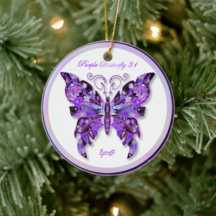 Papillon violet 31 Ornement en céramique