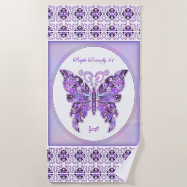 Papillon violet 31 Serviette de plage (Devant)