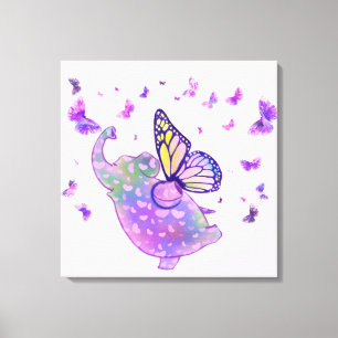 Papillon violet Eléphant toile volante Imprimer