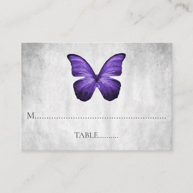 Papillon violet Mariage Cartes de Place (Devant)