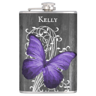 Papillon violet rustique Flacon personnalisé