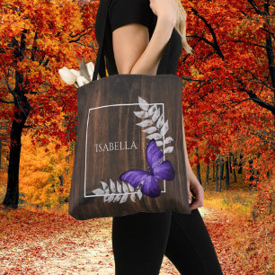 Papillon violet rustique Sac fourre-tout personnal