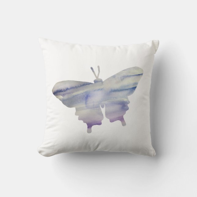 Papillon violet Silhouette Peinture Jeu Oreiller (Recto)
