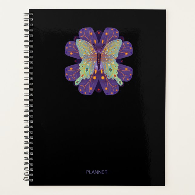 Papillon violet sur noir - 8,5 po X 11 po (Devant)