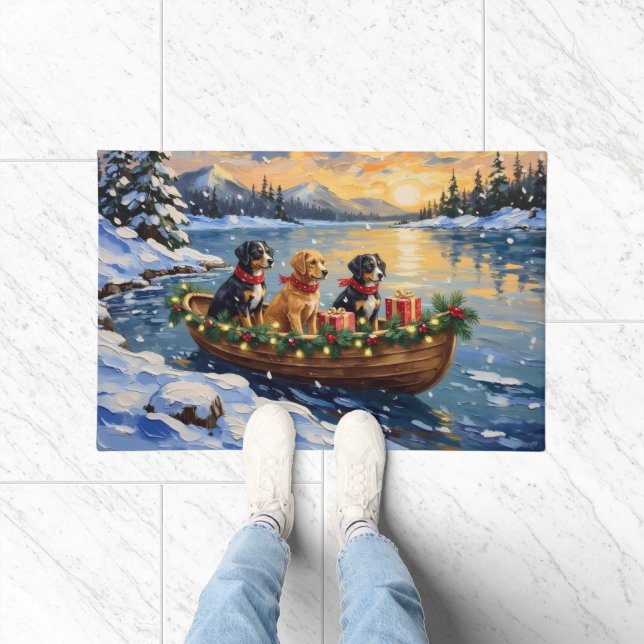 Papillon-Weihnachtsboot-Feiertag Fußmatte (Indoor)