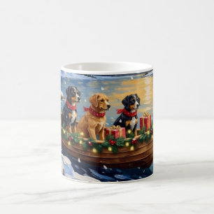 Papillon Weihnachtsboot-Feiertag Kaffeetasse