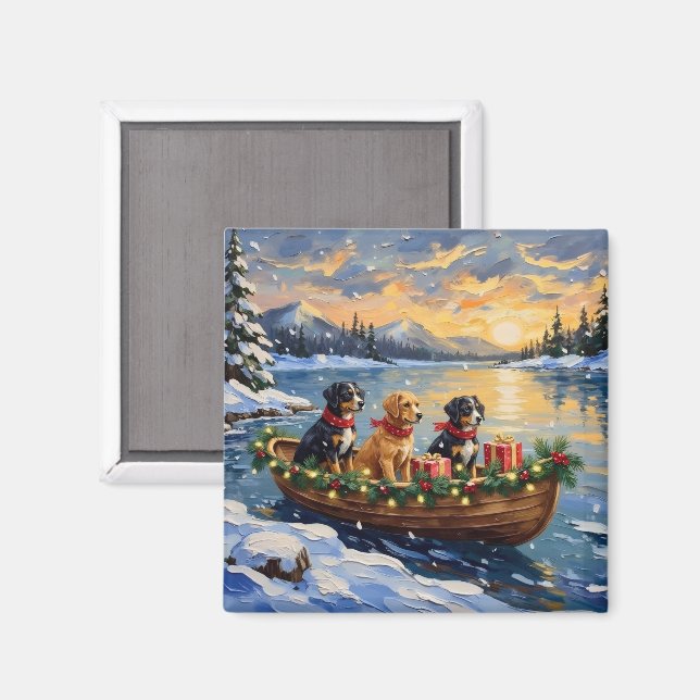 Papillon-Weihnachtsboot-Feiertag Magnet (Vorderseite/Rückseite)