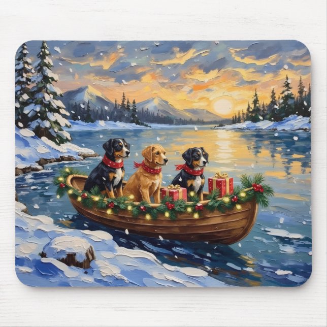 Papillon Weihnachtsboot-Feiertag Mousepad (Vorne)