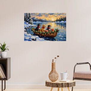 Papillon Weihnachtsboot-Feiertag Poster
