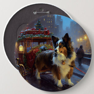 Papillon Weihnachtsfeiertag Button