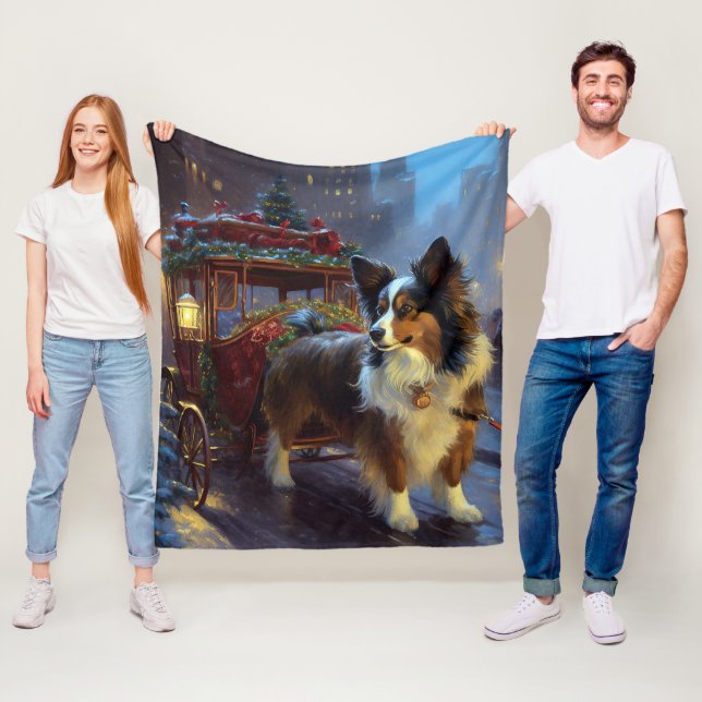 Papillon Weihnachtsfeiertag Fleecedecke (Beispiel)