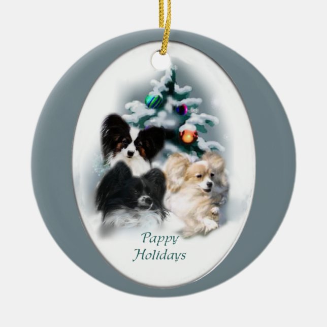 Papillon Weihnachtsgeschenke Keramikornament (Vorne)