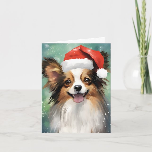 Papillon Weihnachtsmalerei Karte (Vorderseite)