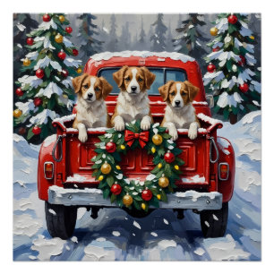 Papillon Weihnachtsroter LKW Urlaub Poster