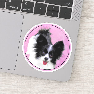 Papillon (weiß und schwarz) Malerei - Hundekunst Aufkleber