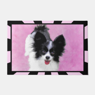 Papillon (weiß und schwarz) Malerei - Hundekunst Fußmatte