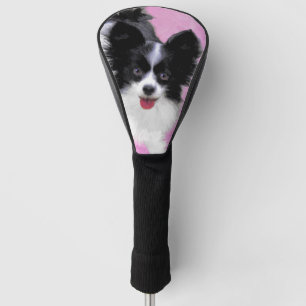 Papillon (weiß und schwarz) Malerei - Hundekunst Golf Headcover