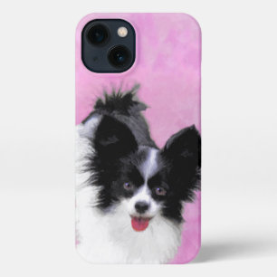 Papillon (weiß und schwarz) Malerei - Hundekunst iPhone Hülle