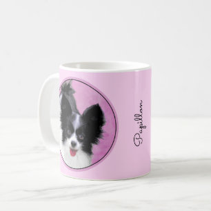 Papillon (weiß und schwarz) Malerei - Hundekunst Kaffeetasse