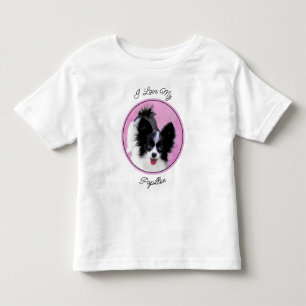 Papillon (weiß und schwarz) Malerei - Hundekunst Kleinkind T-shirt